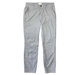 HM LOGG Womens Blue White Micro Check Chino Pants Size 10 Tapered Stretch Cotton